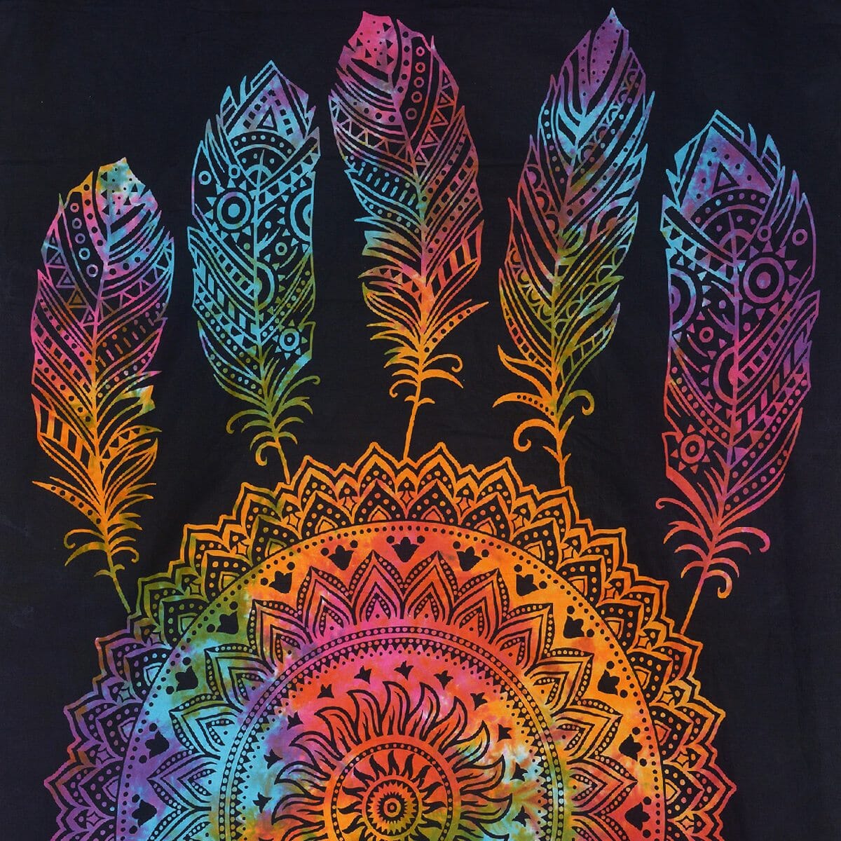 Multi Color Cotton Dreamcatcher Screen Printed Tie Dye Tapestry Wall Hanging image number 4