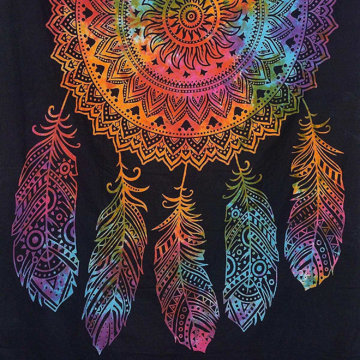 Multi Color Cotton Dreamcatcher Screen Printed Tie Dye Tapestry Wall Hanging