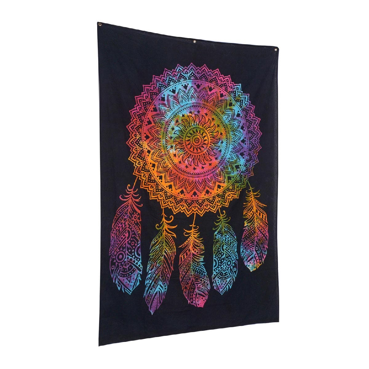 Multi Color Cotton Dreamcatcher Screen Printed Tie Dye Tapestry Wall Hanging image number 6