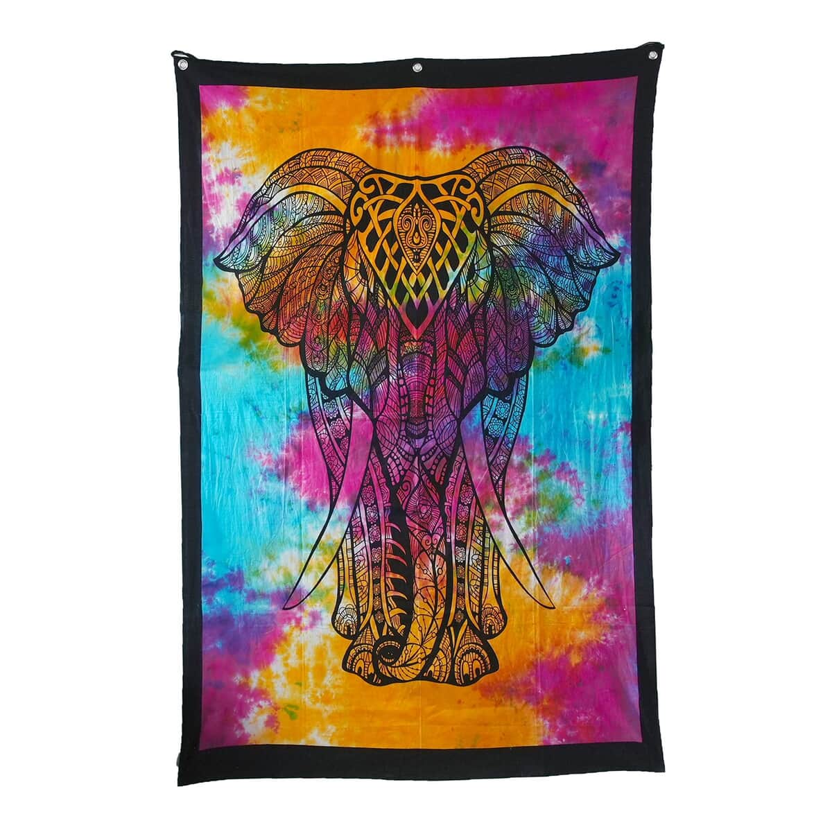 Multi Color Cotton Screen Printed Tie Dye Dreamcatcher Tapestry Wall Hanging (52x82) image number 0