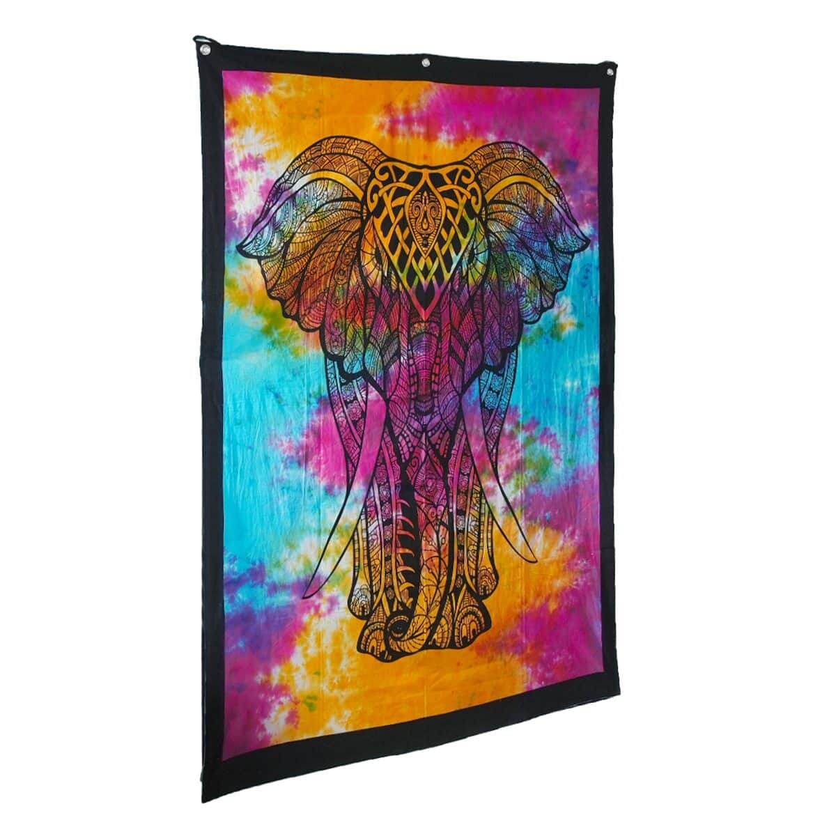 Multi Color Cotton Screen Printed Tie Dye Dreamcatcher Tapestry Wall Hanging (52x82) image number 3