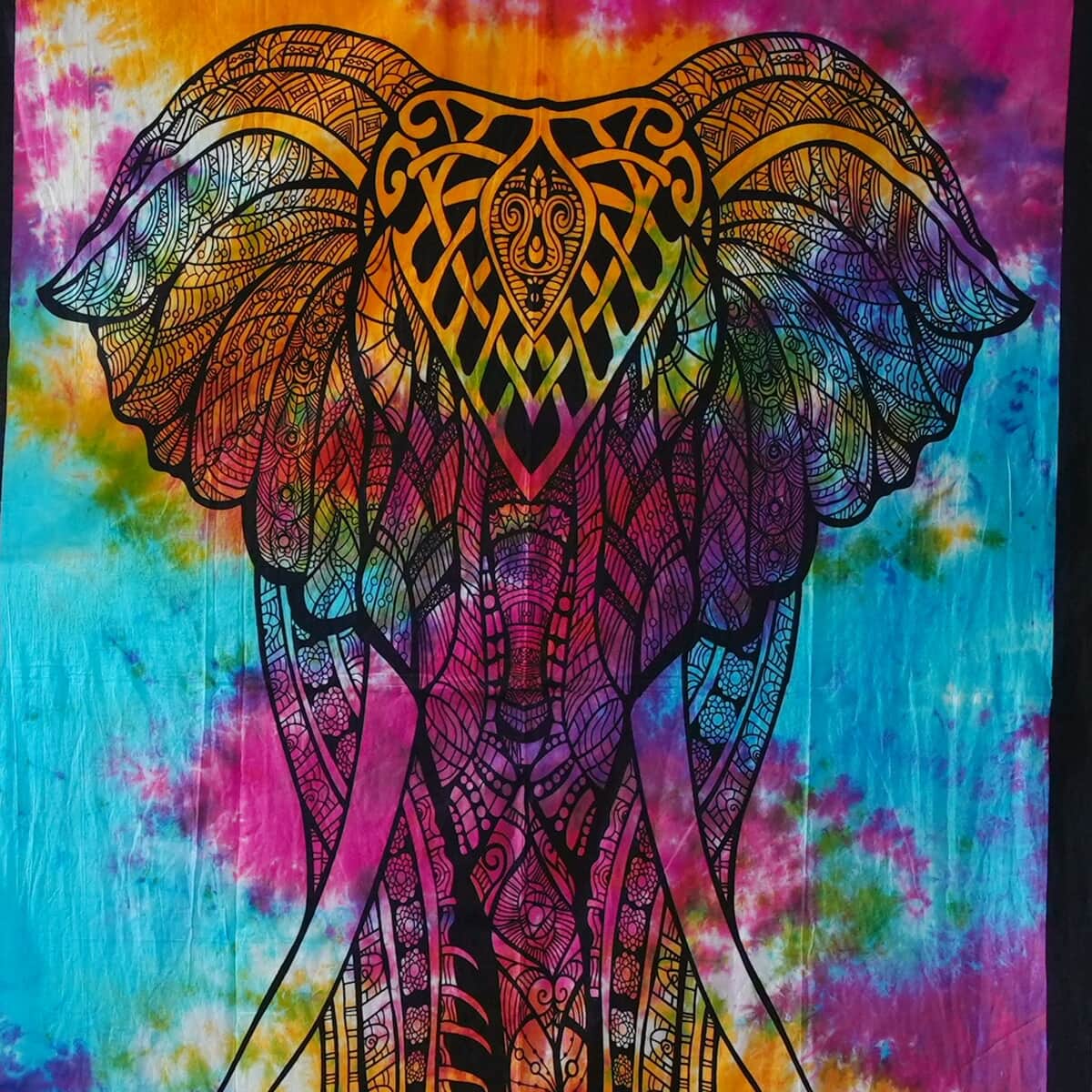 Multi Color Cotton Screen Printed Tie Dye Dreamcatcher Tapestry Wall Hanging (52x82) image number 4
