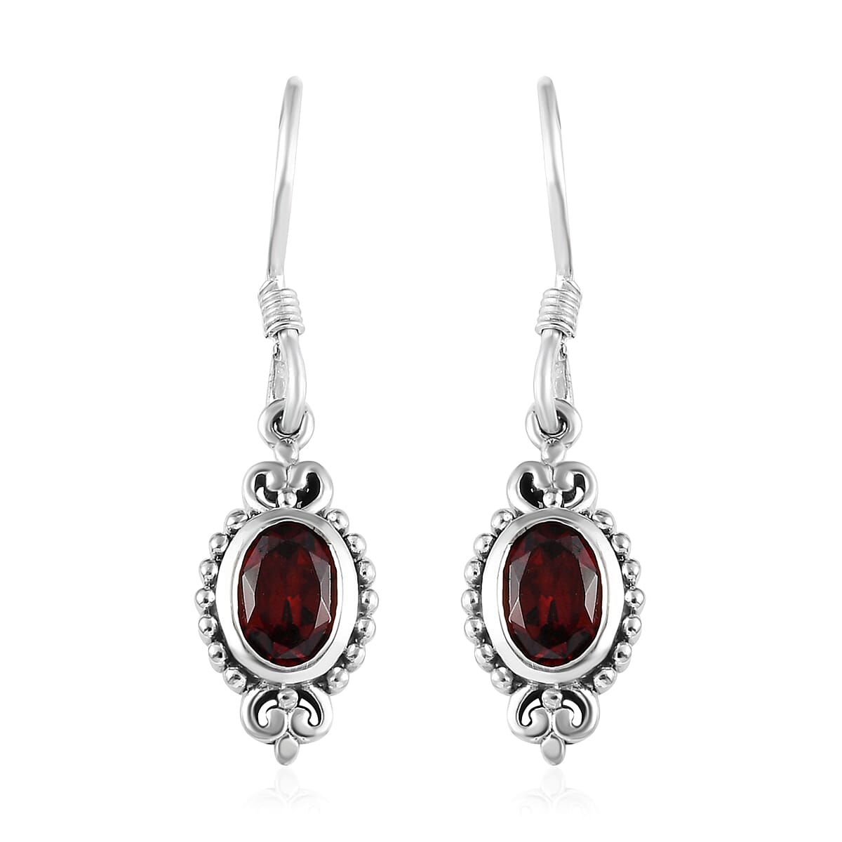 Premium Moazambique Garnet Earrings in Sterling Silver, Dangle Earrings, Solitaire Earrings Silver 2.00 ctw