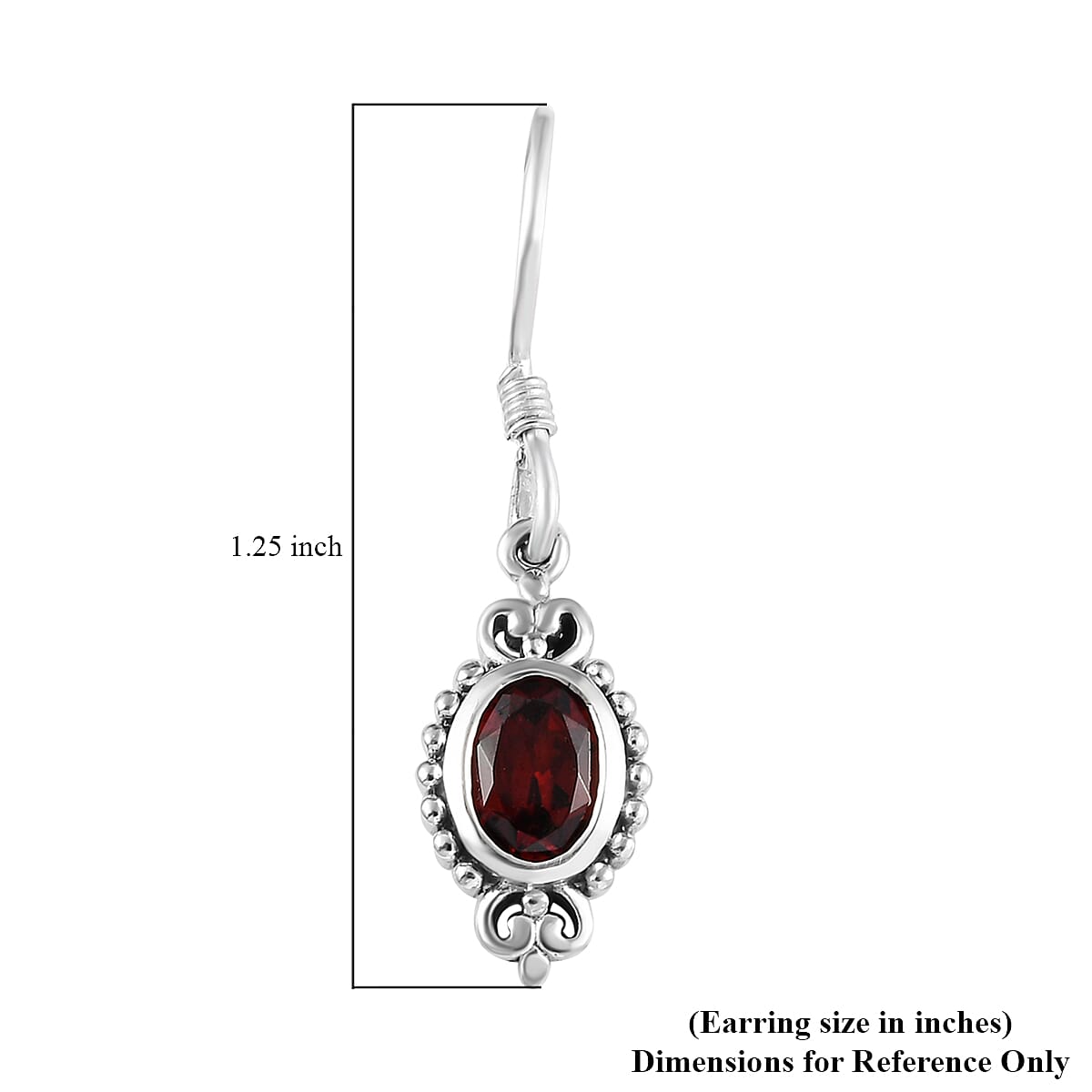 Premium Moazambique Garnet Earrings in Sterling Silver, Dangle Earrings, Solitaire Earrings Silver 2.00 ctw