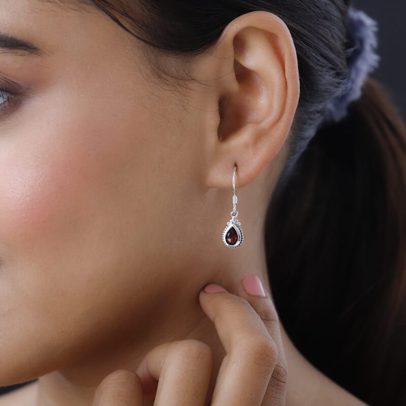 Premium Mozambique Garnet 1.60 ctw Earrings in Sterling Silver