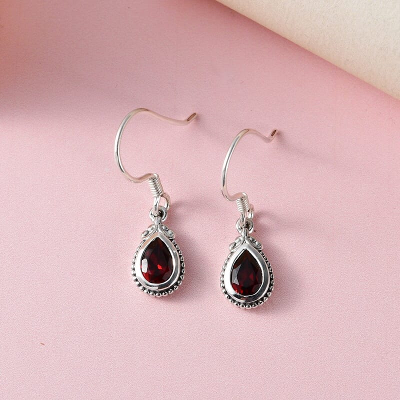 Premium Mozambique Garnet 1.60 ctw Earrings in Sterling Silver