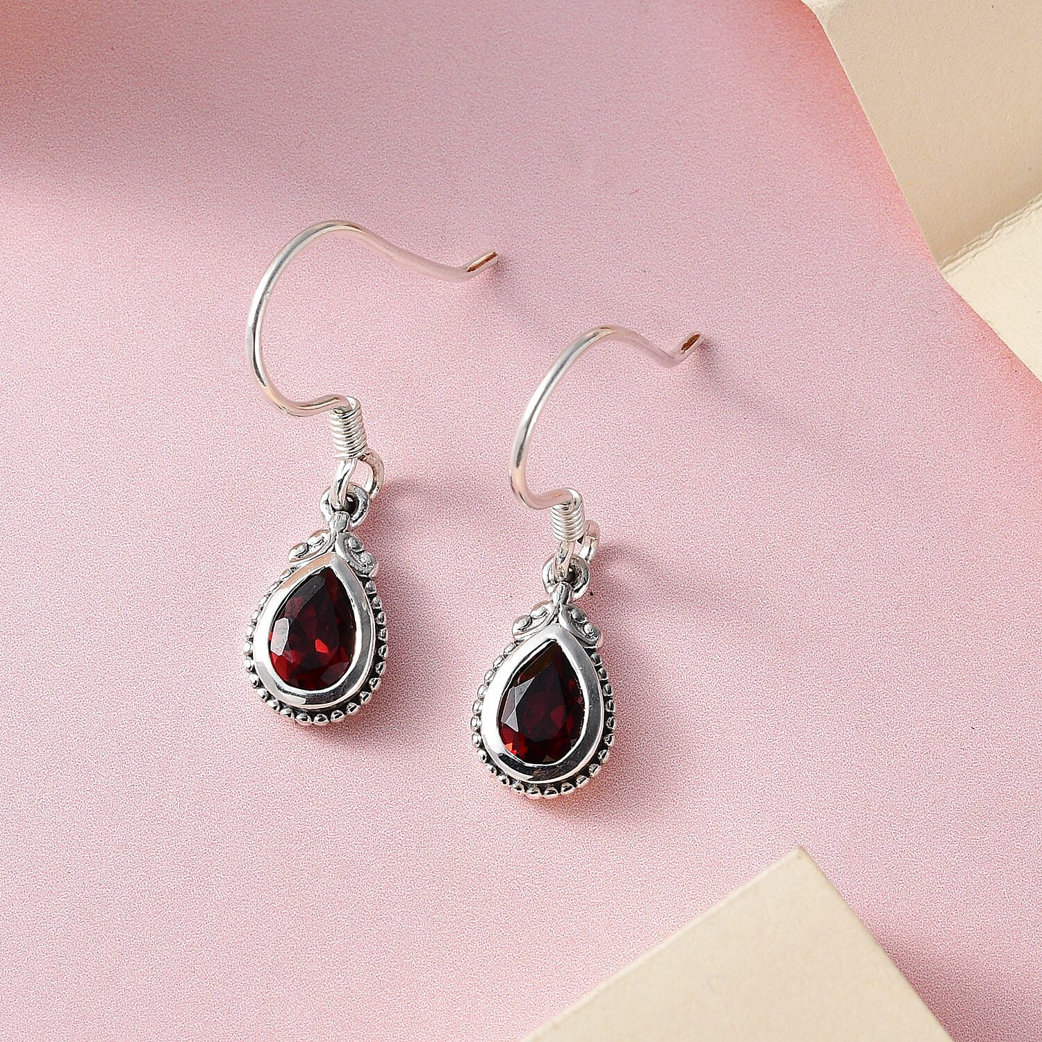 Premium Mozambique Garnet 1.60 ctw Earrings in Sterling Silver