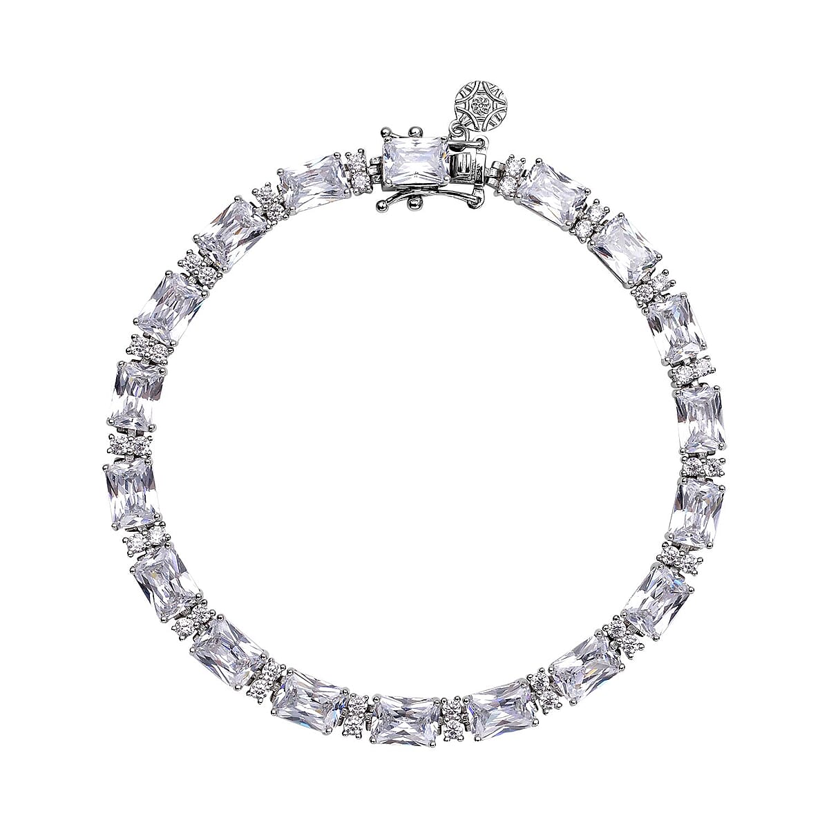 LUSTRO STELLA Finest CZ Tennis Bracelet in Platinum Over Sterling Silver (8.25 In) 14 Grams 26.00 ctw image number 0