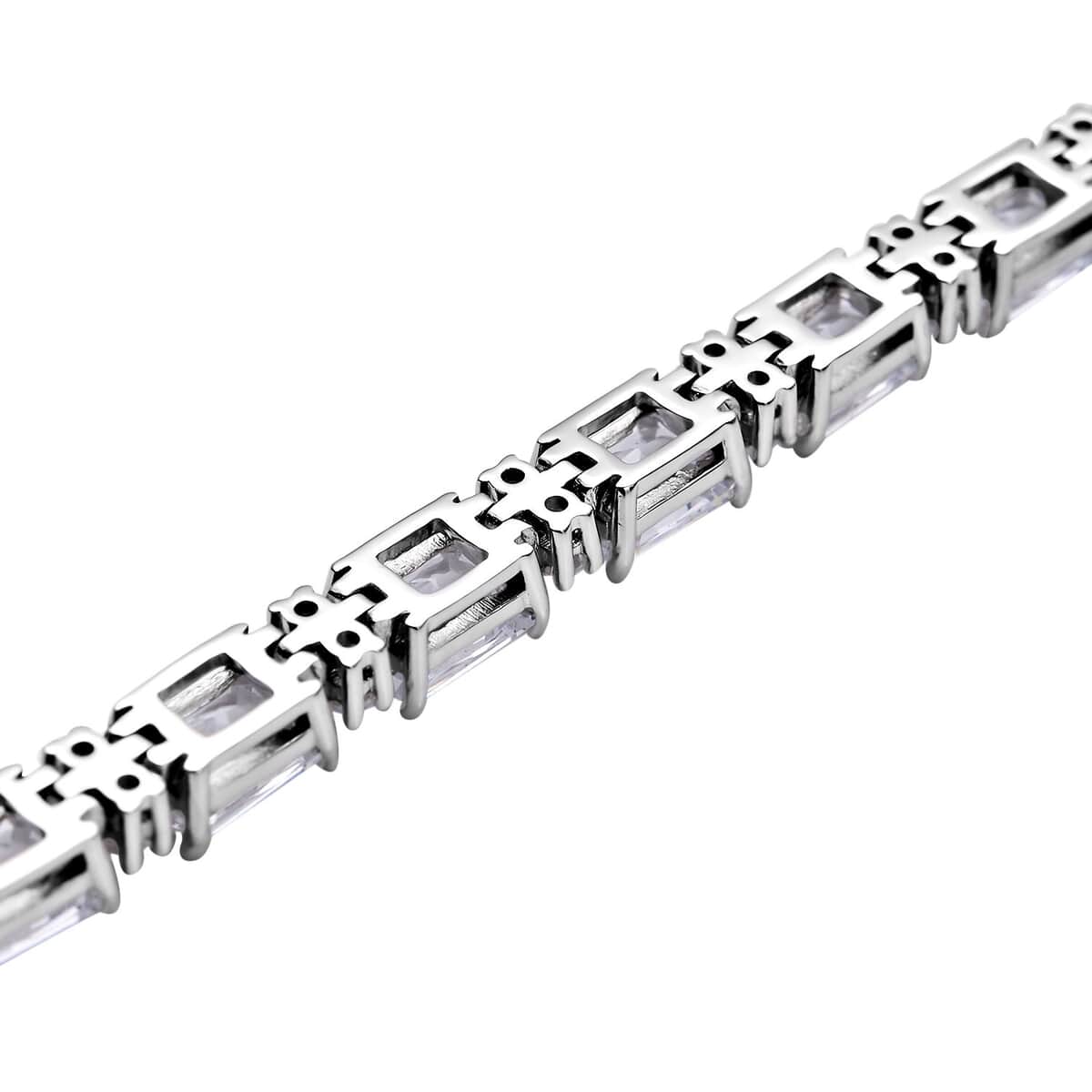 LUSTRO STELLA Finest CZ Tennis Bracelet in Platinum Over Sterling Silver (8.25 In) 14 Grams 26.00 ctw image number 3