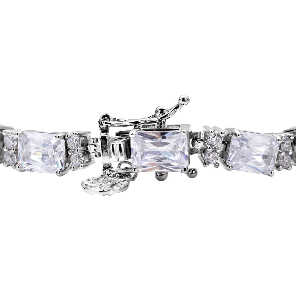 LUSTRO STELLA Finest CZ Tennis Bracelet in Platinum Over Sterling Silver (8.25 In) 14 Grams 26.00 ctw image number 4