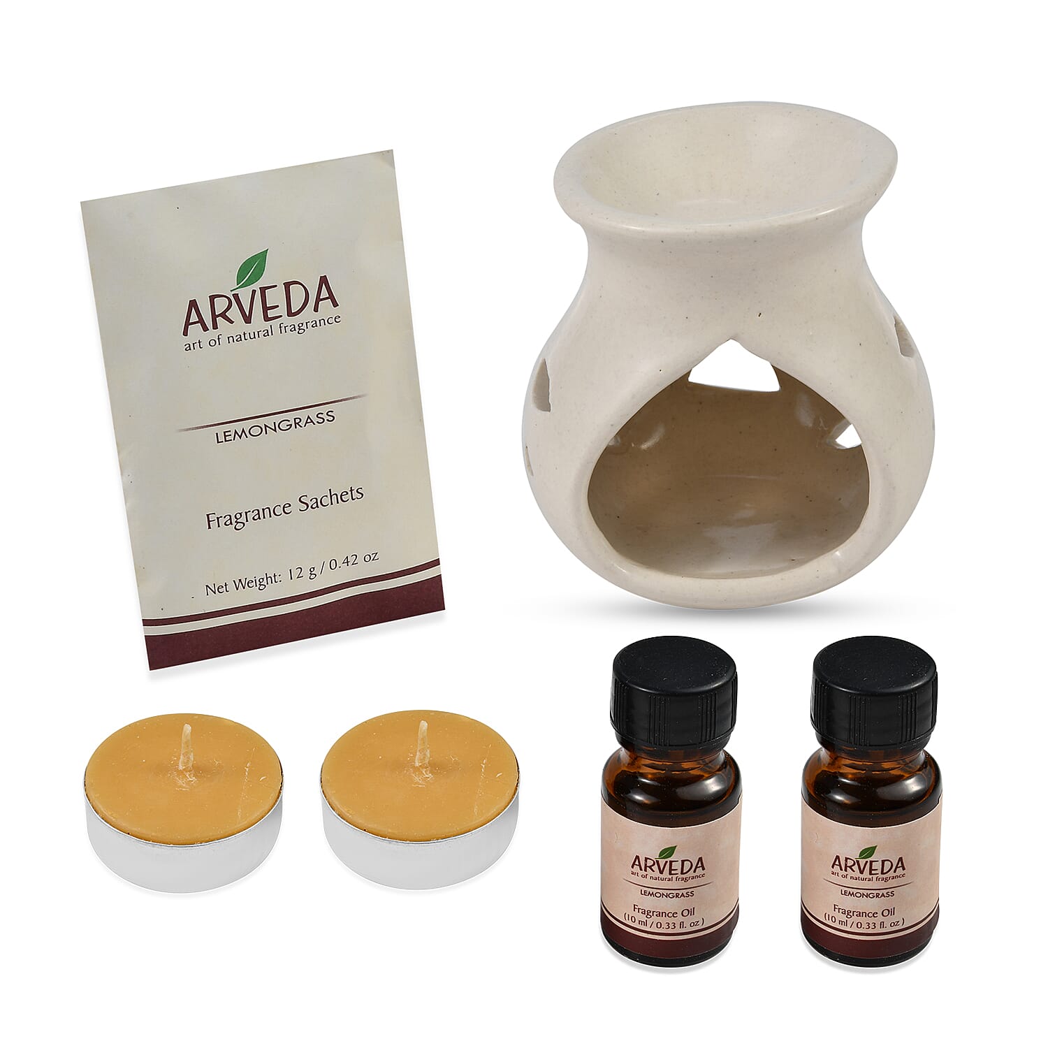Buy Arveda Lemongrass Fragrance Set (Ceramic Aroma Oil Burner, 2x