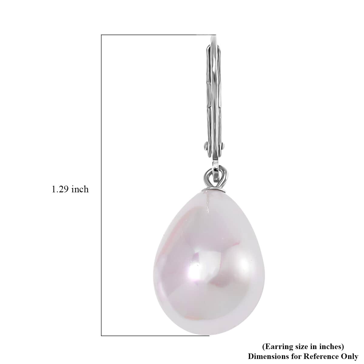 White Shell Pearl Drop Earrings in Rhodium Over Sterling Silver image number 5