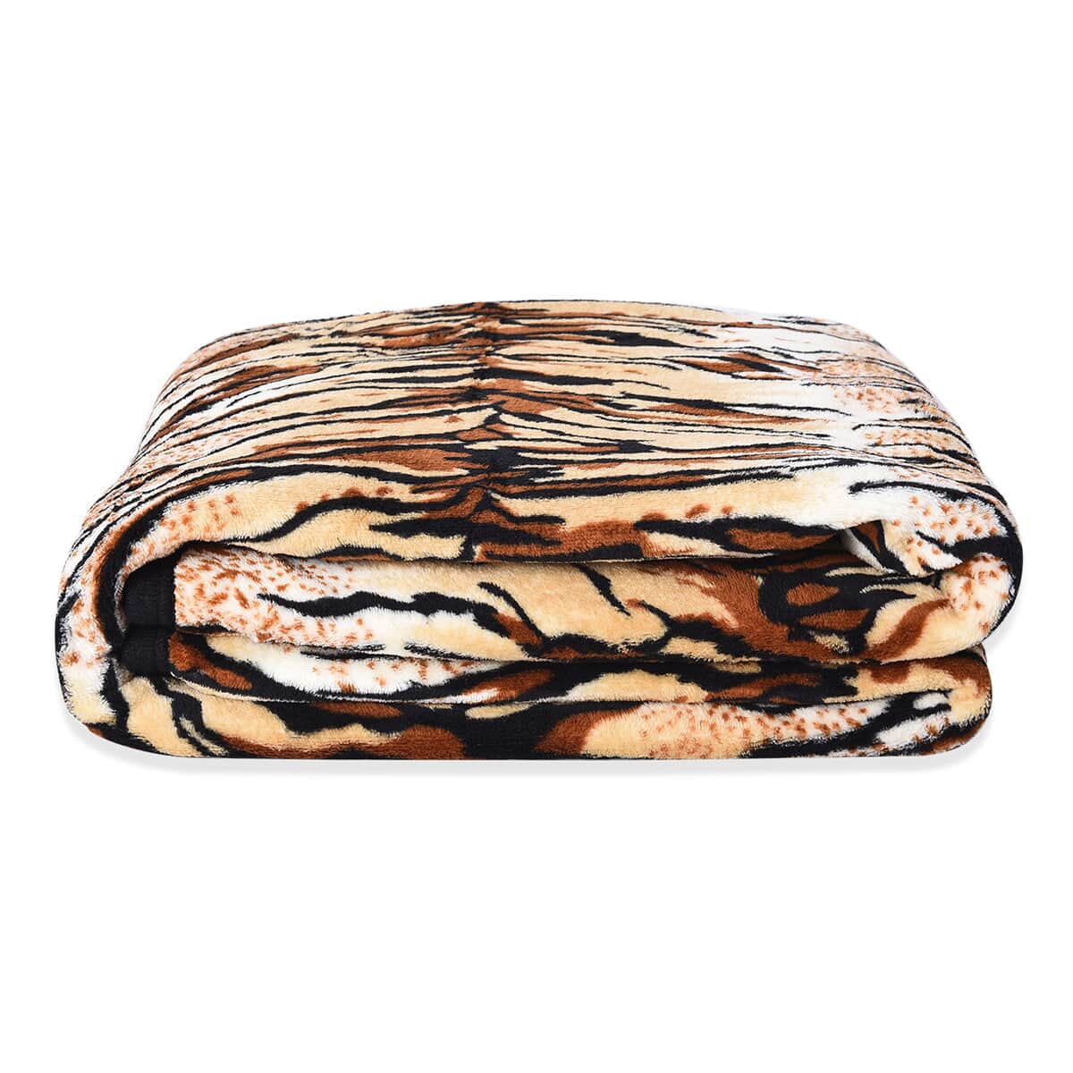 Homesmart Tiger Print Warm & Cozy Coral Fleece Blanket (58x86) image number 0