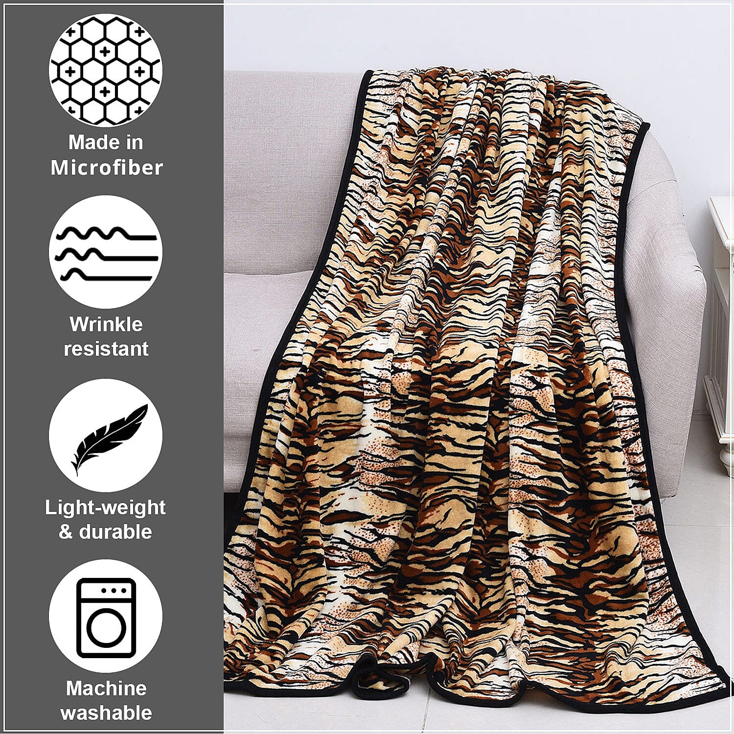 Homesmart Tiger Print Warm & Cozy Coral Fleece Blanket