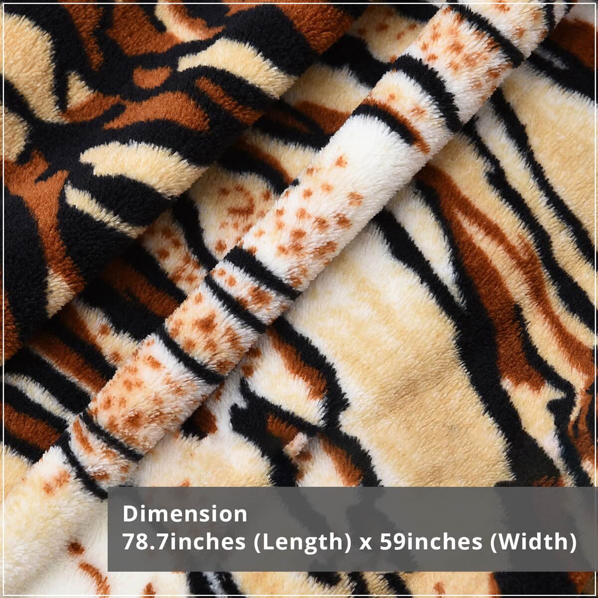 Homesmart Tiger Print Warm & Cozy Coral Fleece Blanket (58x86) image number 2
