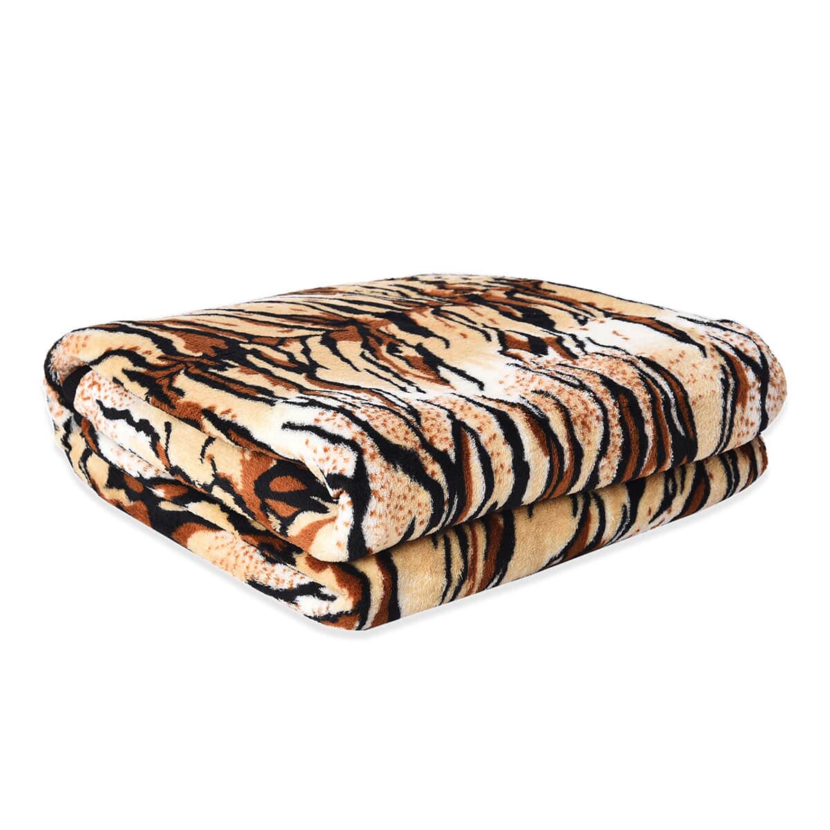 Homesmart Tiger Print Warm & Cozy Coral Fleece Blanket (58x86) image number 3