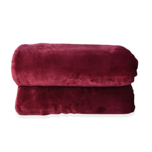 Homesmart Maroon Microfiber Flannel & Sherpa Reversible Blanket , Polyester Sherpa Blanket , Sherpa Throw Blanket