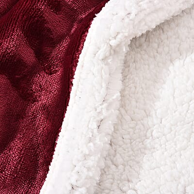 Homesmart Maroon Microfiber Flannel & Sherpa Reversible Blanket , Polyester Sherpa Blanket , Sherpa Throw Blanket