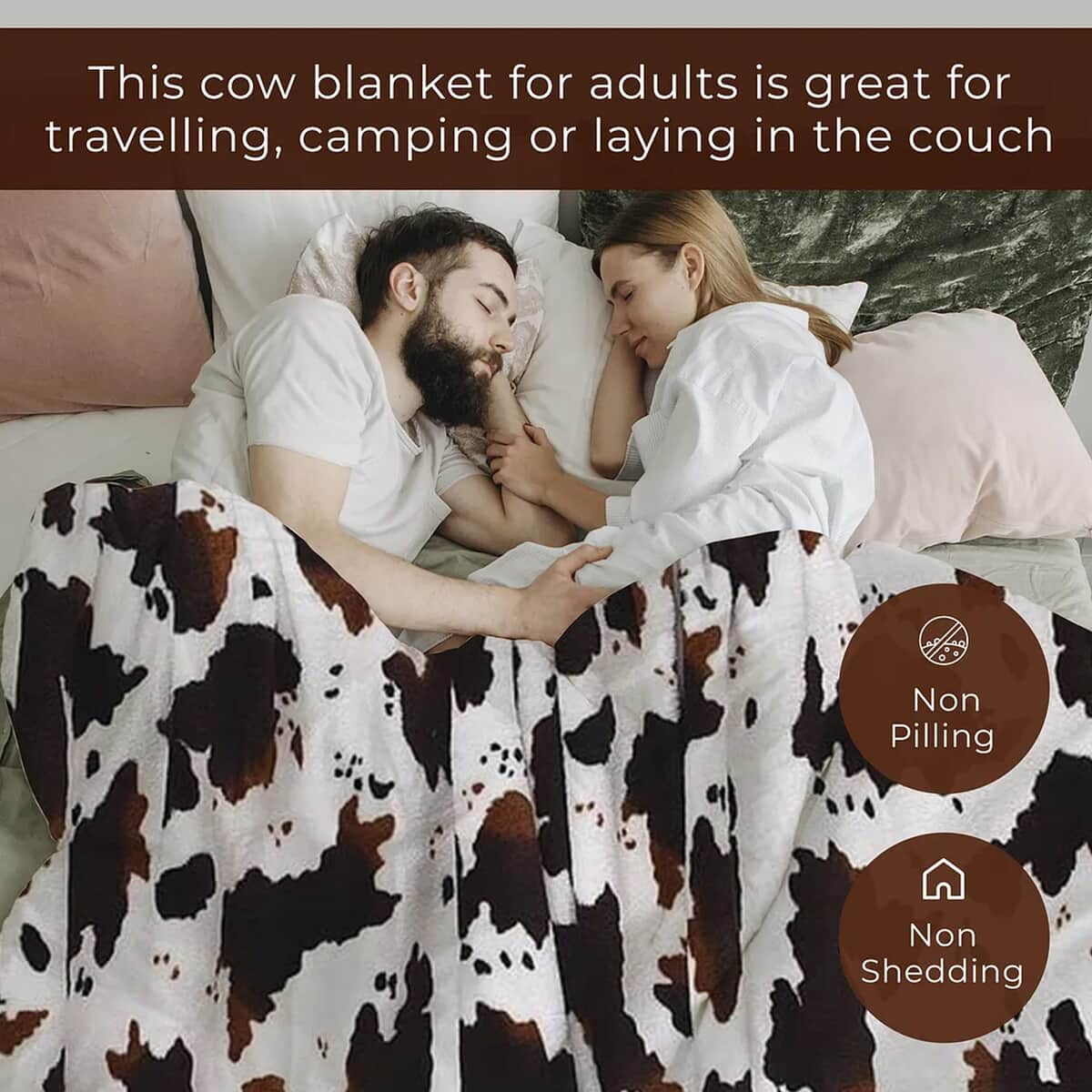 Homesmart Heirloom Cow Print Super Soft Warm & Cozy Throw Blanket Microfiber soft Blanket Bedding Home Decor image number 3