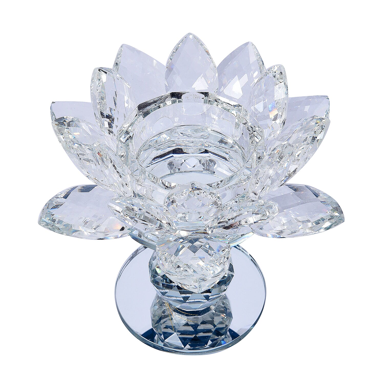 White Crystal Lotus Flower Candle Holder