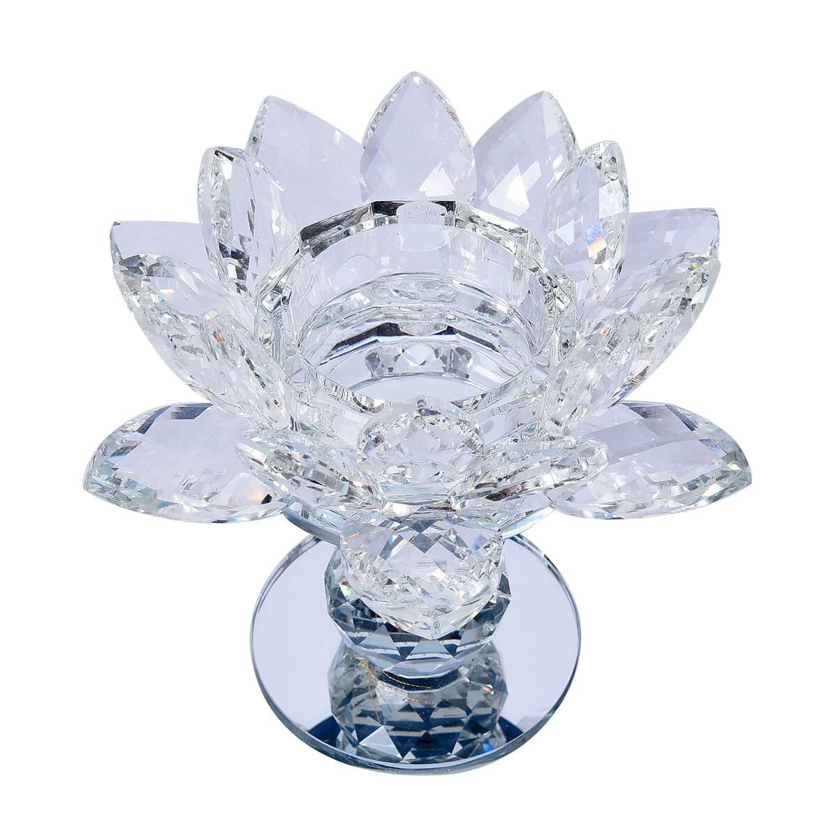 White Crystal Lotus Flower Candle Holder (5) image number 0