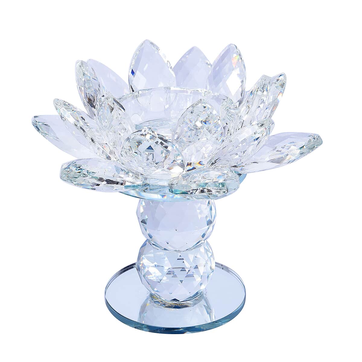 White Crystal Lotus Flower Candle Holder (5) image number 1