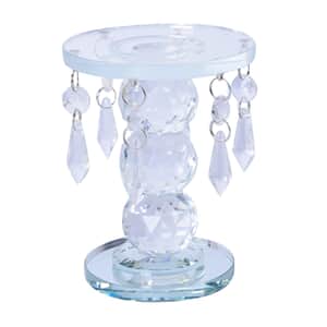 White Chandelier Crystal Pillar Candle Holder, Decorative Crystal Candle Stand for Dinner Table, Wedding Centerpieces, Living Room, Home Decor