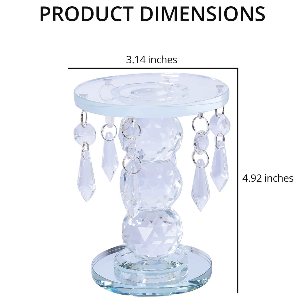White 3 Ball Chandelier Pillar Crystal Candle Holder Stand (3.14"x4.92") image number 3