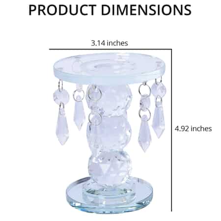 White Chandelier Crystal Pillar Candle Holder, Decorative Crystal Candle Stand for Dinner Table, Wedding Centerpieces, Living Room, Home Decor image number 3