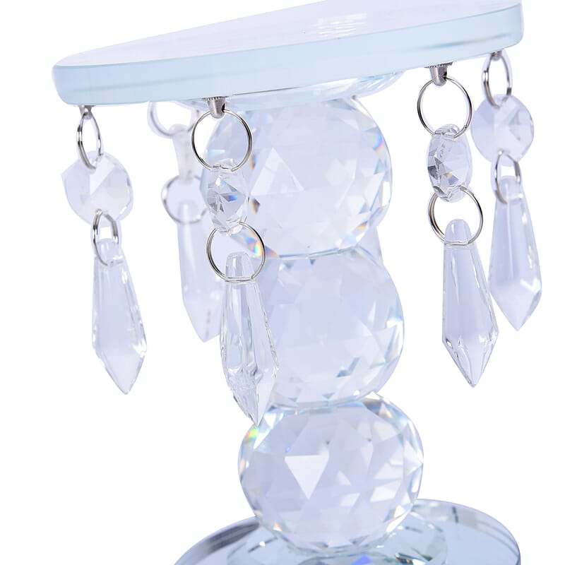 White Chandelier Crystal Pillar Candle Holder, Decorative Crystal Candle Stand for Dinner Table, Wedding Centerpieces, Living Room, Home Decor