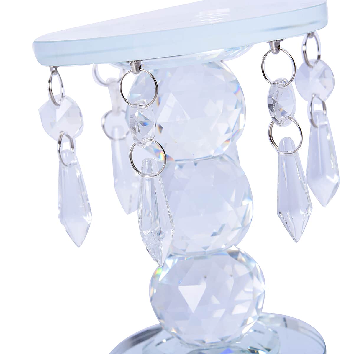 White 3 Ball Chandelier Pillar Crystal Candle Holder Stand (3.14"x4.92") image number 5