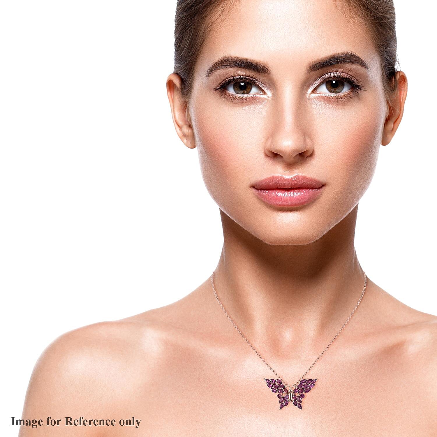 Orissa Rhodolite Garnet Butterfly Pendant Necklace 20 Inches in Vermeil Rose Gold Over Sterling Silver 5.35 ctw