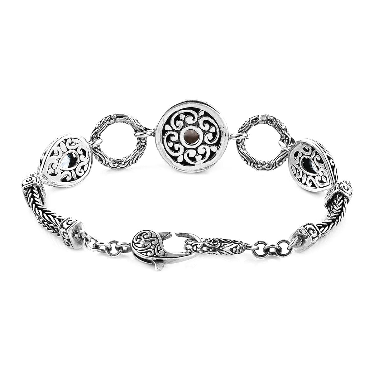 BALI LEGACY Mabe Pearl and Blue Topaz Bracelet in Sterling Silver (7.50 In) 20.75 Grams 2.40 ctw image number 2