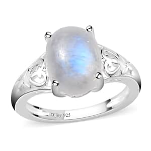 Kuisa Rainbow Moonstone Solitaire Ring in Sterling Silver (Size 11.0) 3.35 ctw