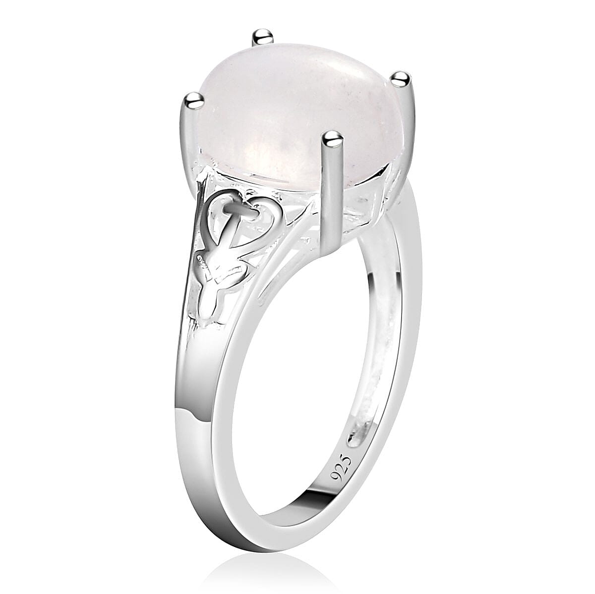 Kuisa Rainbow Moonstone Ring in Sterling Silver, Classic Solitaire Ring (Size 7.0) 3.10 ctw image number 5