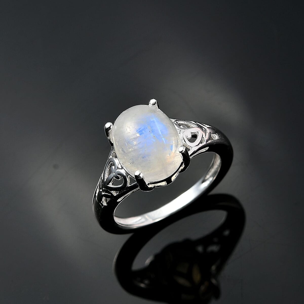 Kuisa Rainbow Moonstone Solitaire Ring in Sterling Silver (Size 8.0) 3.35 ctw image number 3