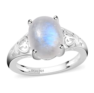 Kuisa Rainbow Moonstone Solitaire Ring in Sterling Silver (Size 9.0) 3.35 ctw