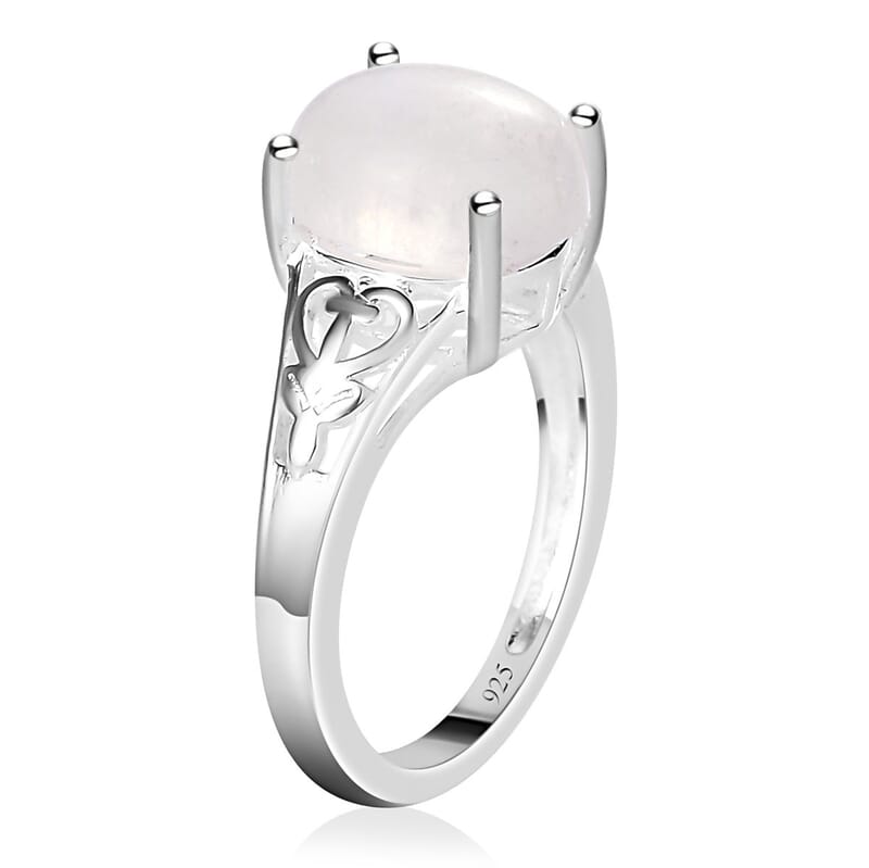 Kuisa Rainbow Moonstone Solitaire Ring in Sterling Silver (Size 9.0) 3.35 ctw