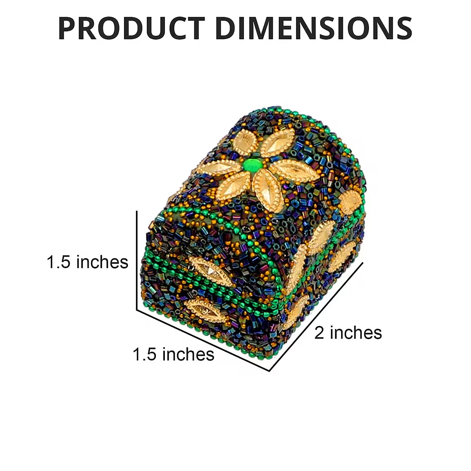Set of 6 Handcrafted Multicolor Beads Decorated Mini Wooden Treasure Chest Box