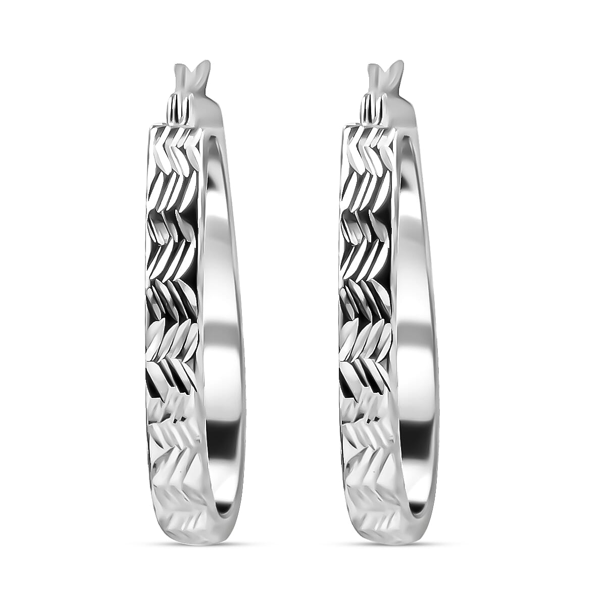 Sterling Silver Diamond Cut Hoop Earrings 2.9 Grams