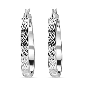 Sterling Silver Diamond Cut Hoop Earrings 2.9 Grams