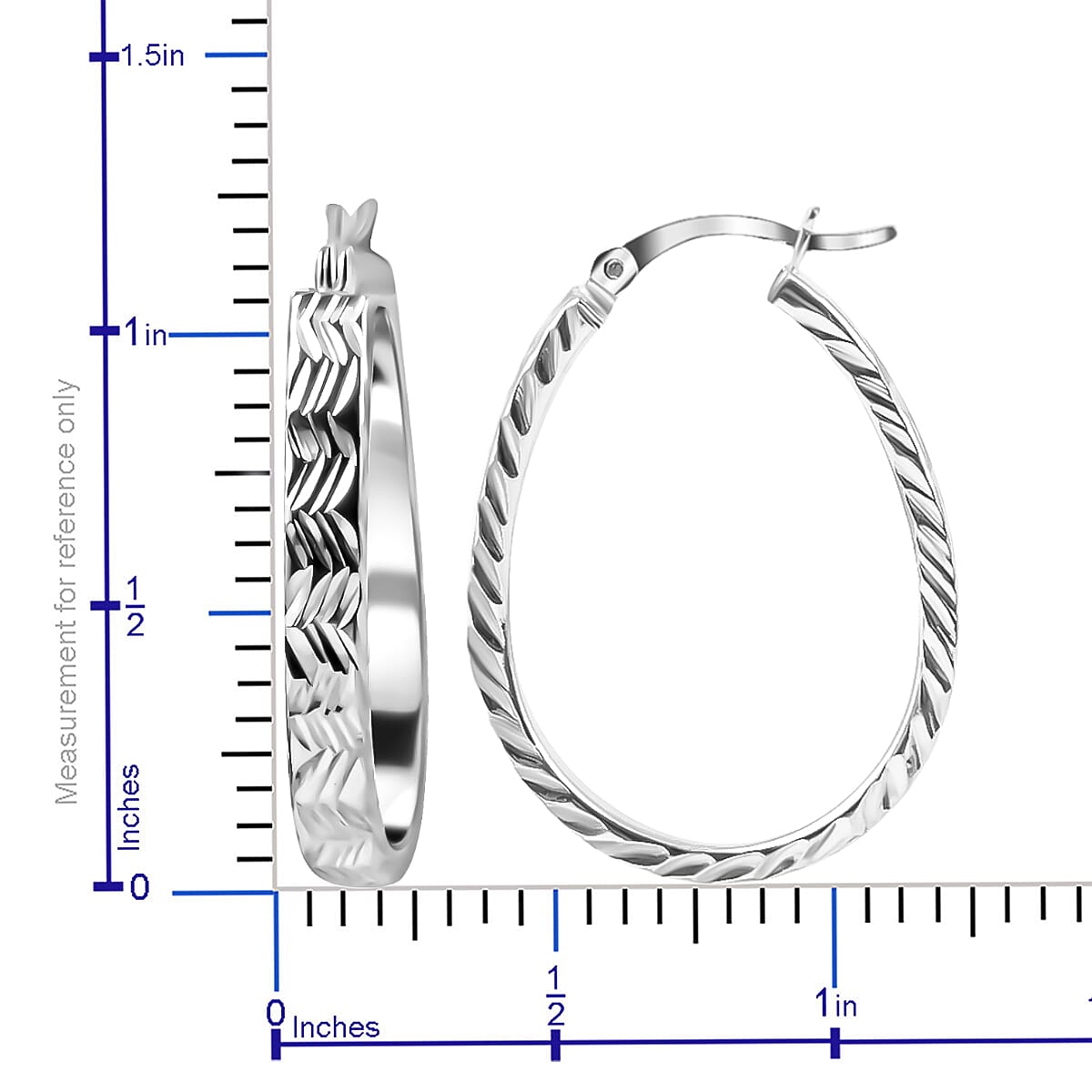 Sterling Silver Diamond Cut Hoop Earrings 2.9 Grams image number 3