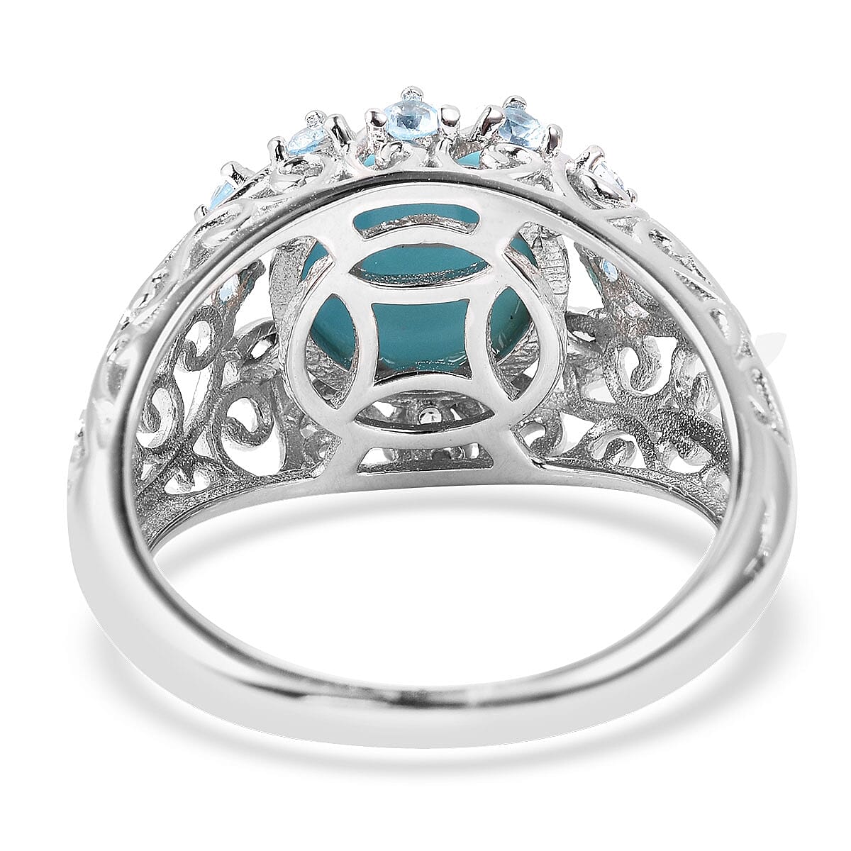 Natural Arizona Sleeping Beauty Turquoise, Swiss Blue Topaz Ring in Sterling Silver (Size 6.0) 3.15 ctw image number 3