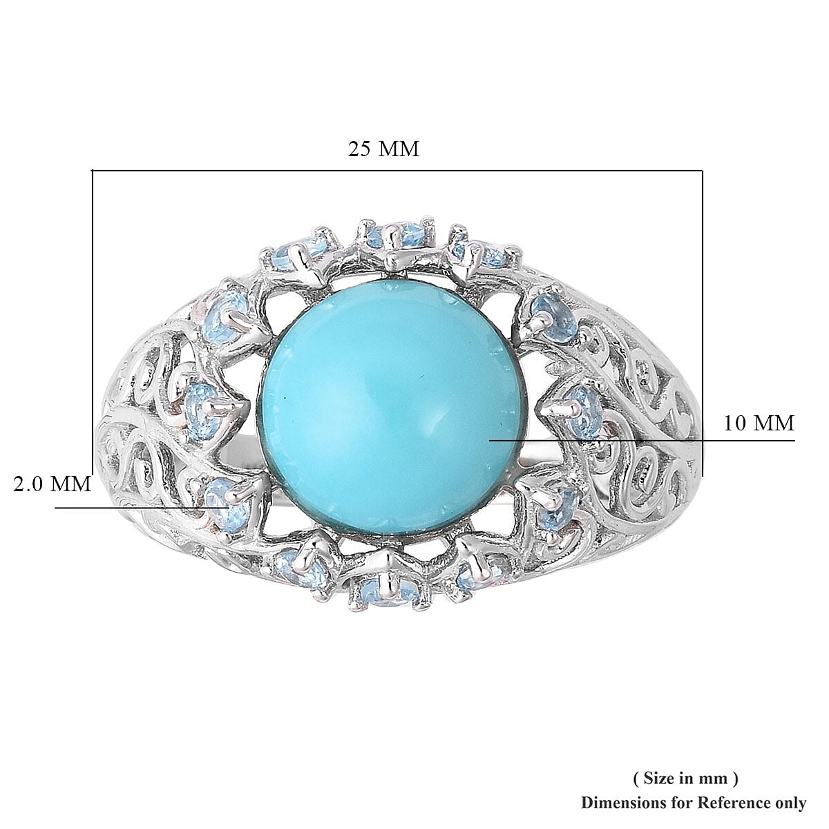Natural Arizona Sleeping Beauty Turquoise, Swiss Blue Topaz Ring in Sterling Silver (Size 6.0) 3.15 ctw image number 4