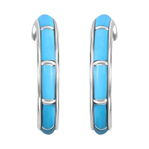 Santa Fe Style Kingman Turquoise Earrings in Sterling Silver, Boho Western Turquoise Jewelry for Women, Silver Earrings (7.50 in) 1.50 ctw