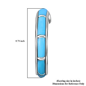 Santa Fe Style Kingman Turquoise Earrings in Sterling Silver, Boho Western Turquoise Jewelry for Women, Silver Earrings (7.50 in) 1.50 ctw