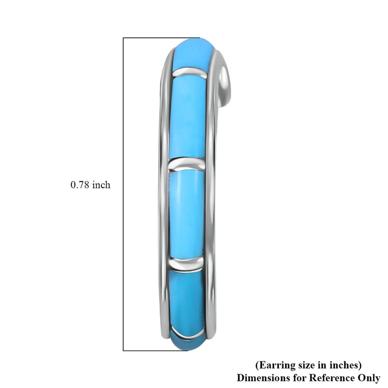 Santa Fe Style Kingman Turquoise Earrings in Sterling Silver, Boho Western Turquoise Jewelry for Women, Silver Earrings (7.50 in) 1.50 ctw