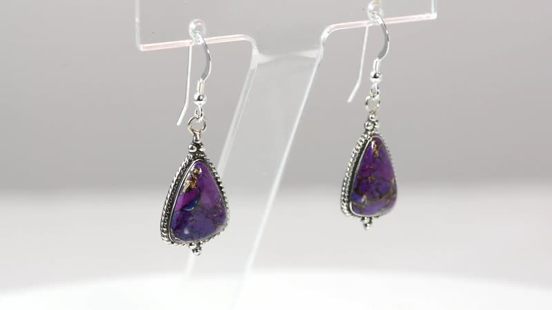 SANTA FE Style Mojave Purple Turquoise Earrings in Sterling Silver 2.20 ctw