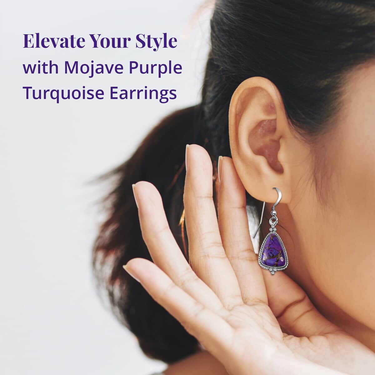 Santa Fe Style Mojave Purple Turquoise Earrings in Sterling Silver, Dangle Drop Earrings, Western Jewelry for Women 2.20 ctw image number 1