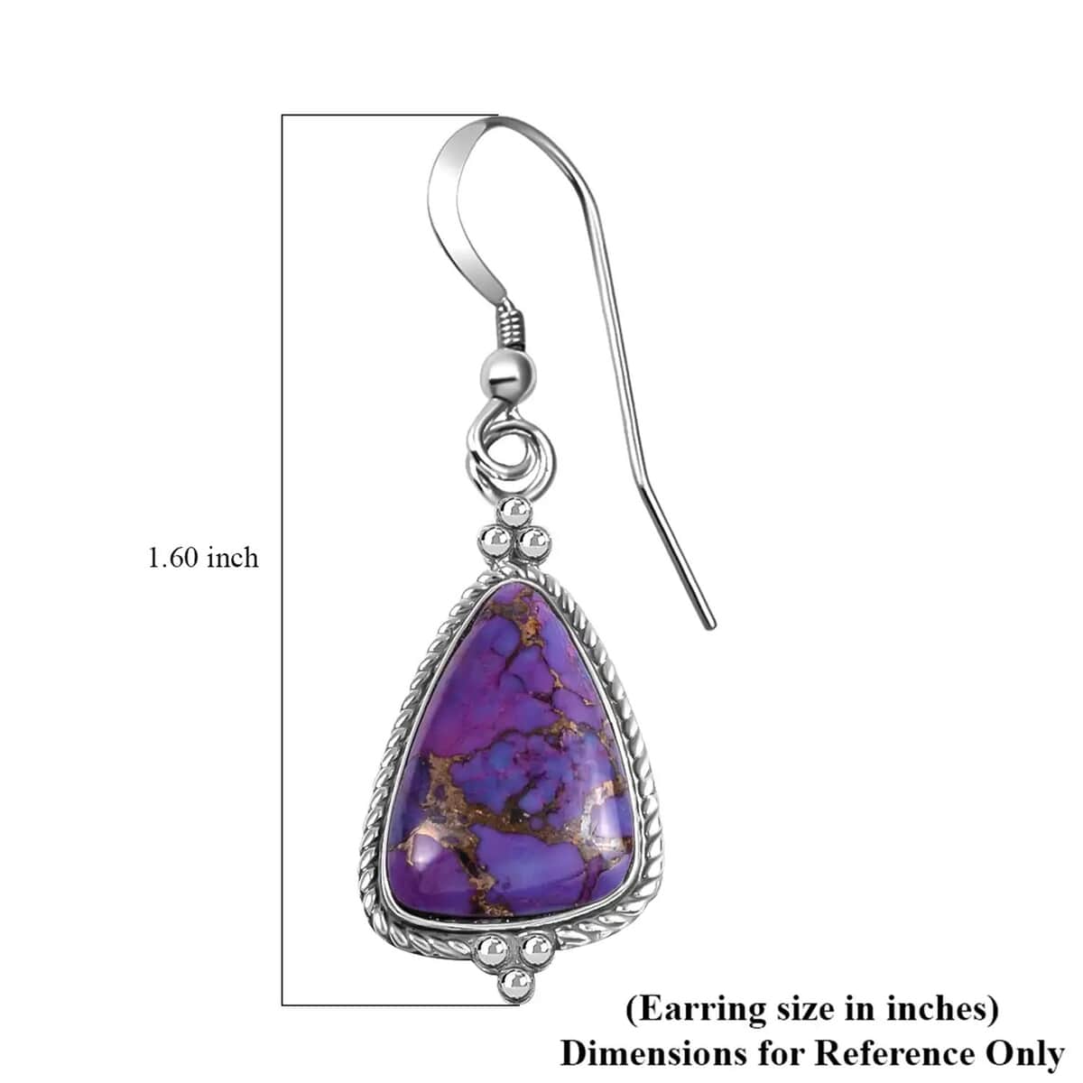 Santa Fe Style Mojave Purple Turquoise Earrings in Sterling Silver, Dangle Drop Earrings, Western Jewelry for Women 2.20 ctw image number 4